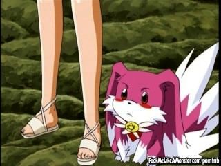 busty pink cabello hentai cutie montar en polla dura